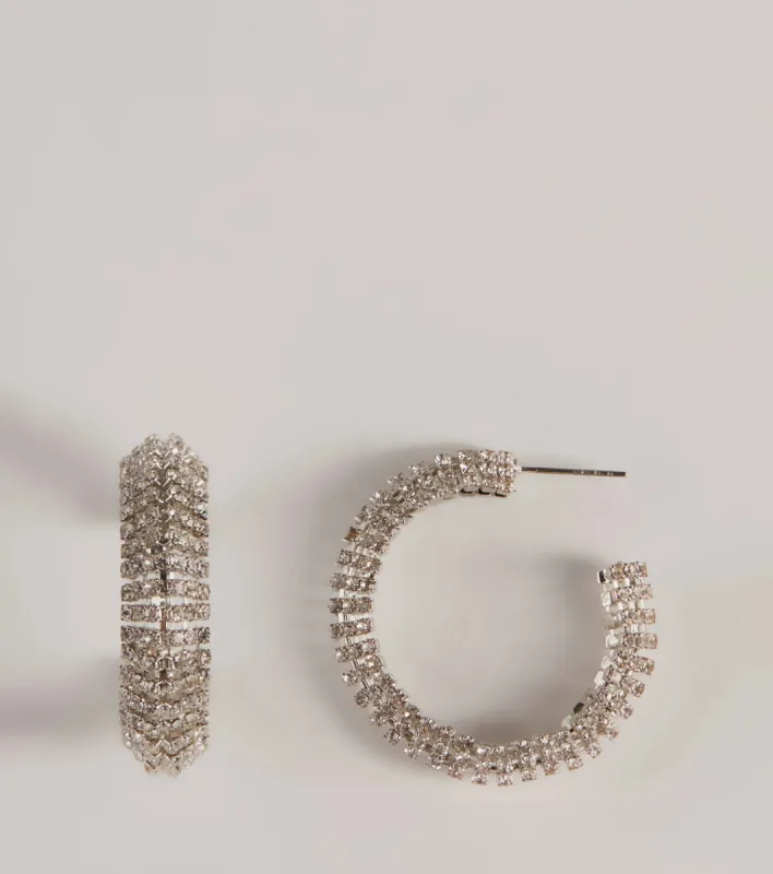 Glitzy Affair Rhinestone Chunky Hoop Earrings sold by Windsor