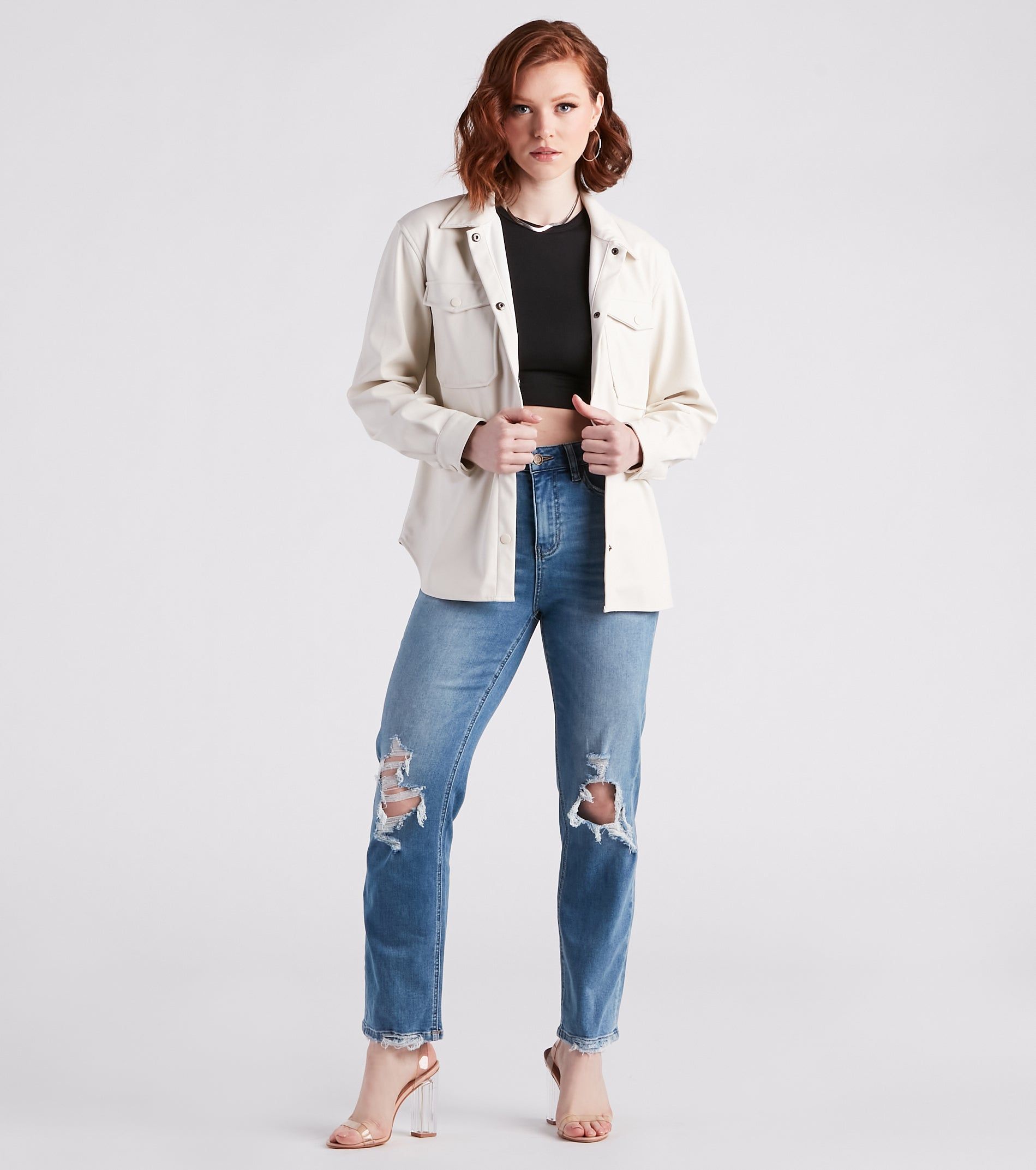 Hey Cool Girl Faux Leather Shacket sold by Windsor product image thumbnail 3