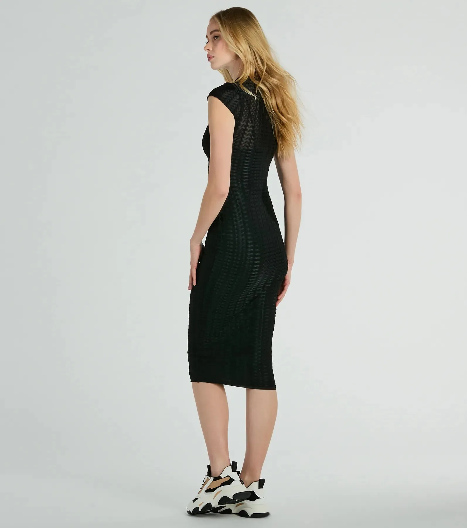 Casually Flawless Crew Neck Textured Midi Dress sold by Windsor product image thumbnail 2