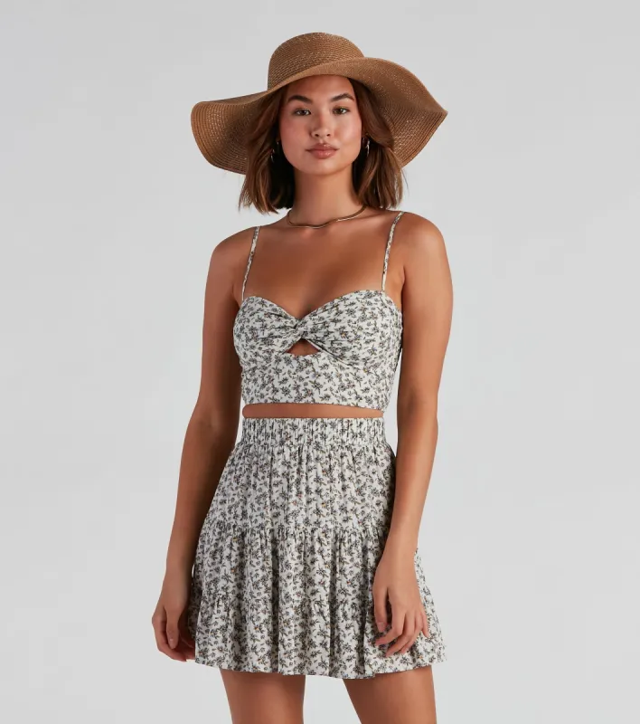 Sunkissed Florals Twist Crop Top sold by Windsor