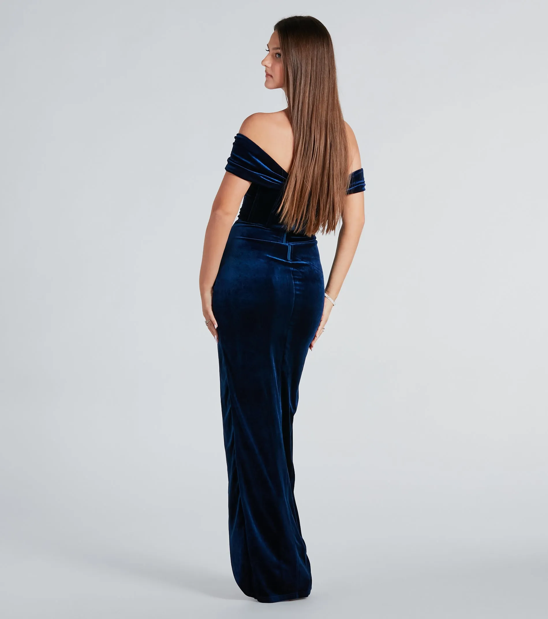 Alex Formal Velvet Bustier Off-The-Shoulder Dress sold by Windsor product image thumbnail 2