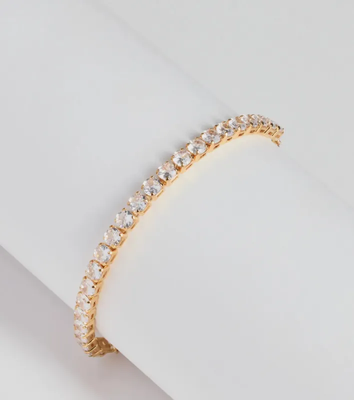 Luxe Glimmer Rhinestone Pull-Clasp Tennis Bracelet sold by Windsor