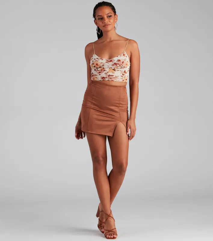 CLEARANCE - Fashionista High Waist Faux Suede Mini Skirt sold by Windsor