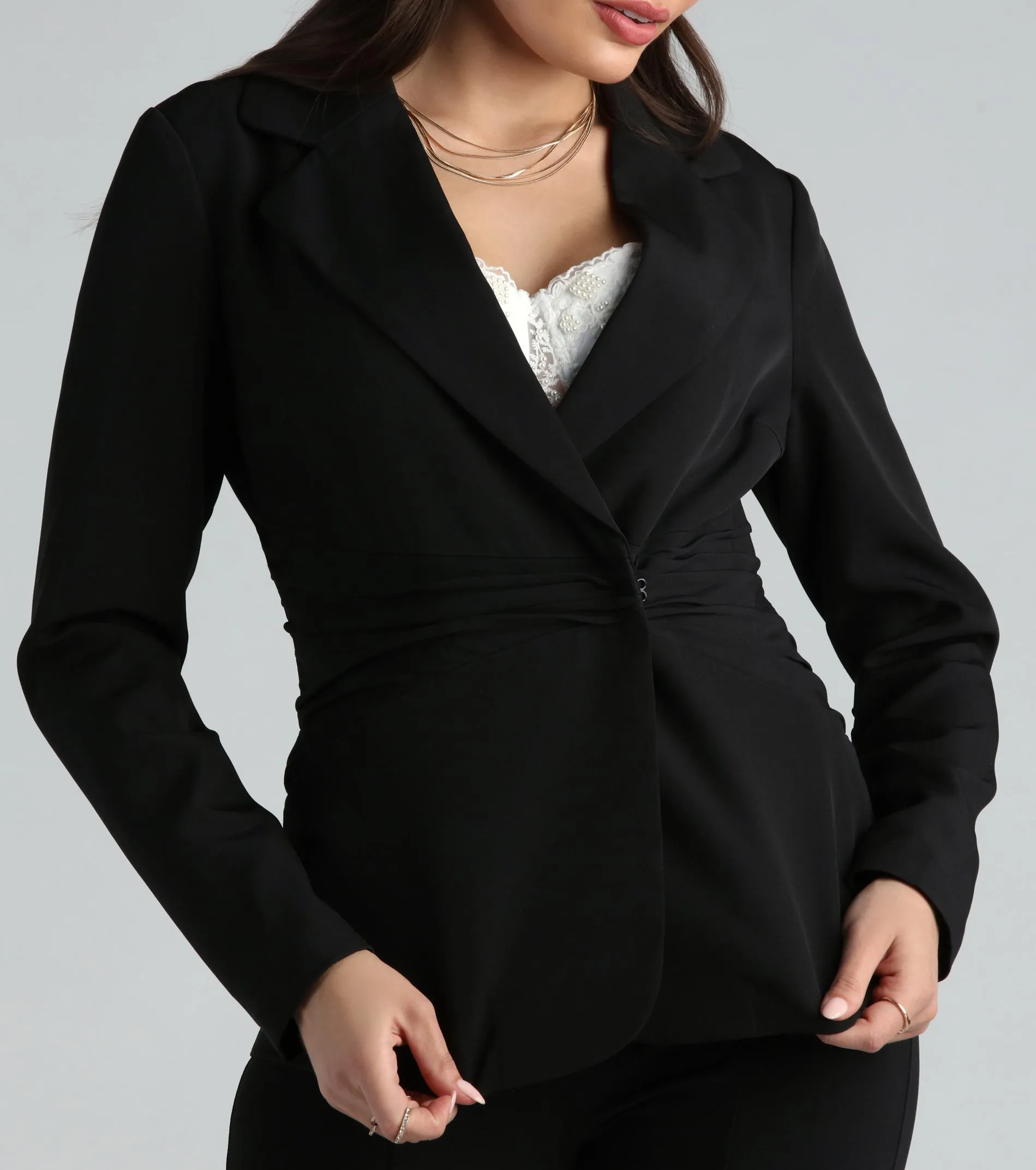Business Classy Woven Ruched Blazer sold by Windsor product image thumbnail 3
