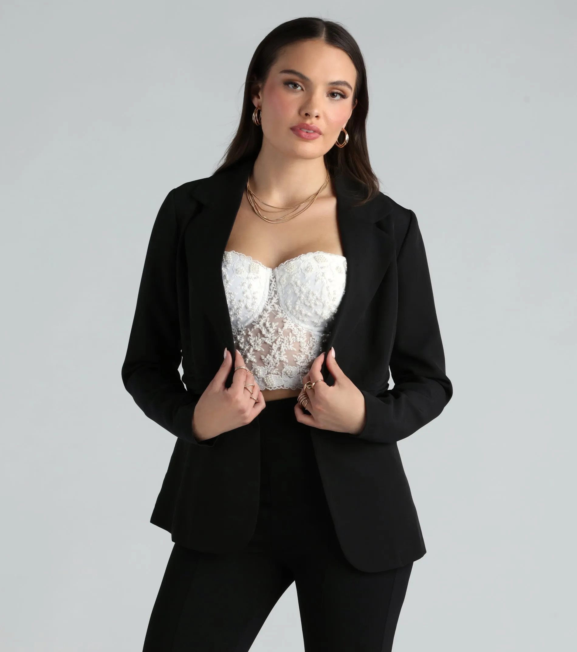 Business Classy Woven Ruched Blazer sold by Windsor
