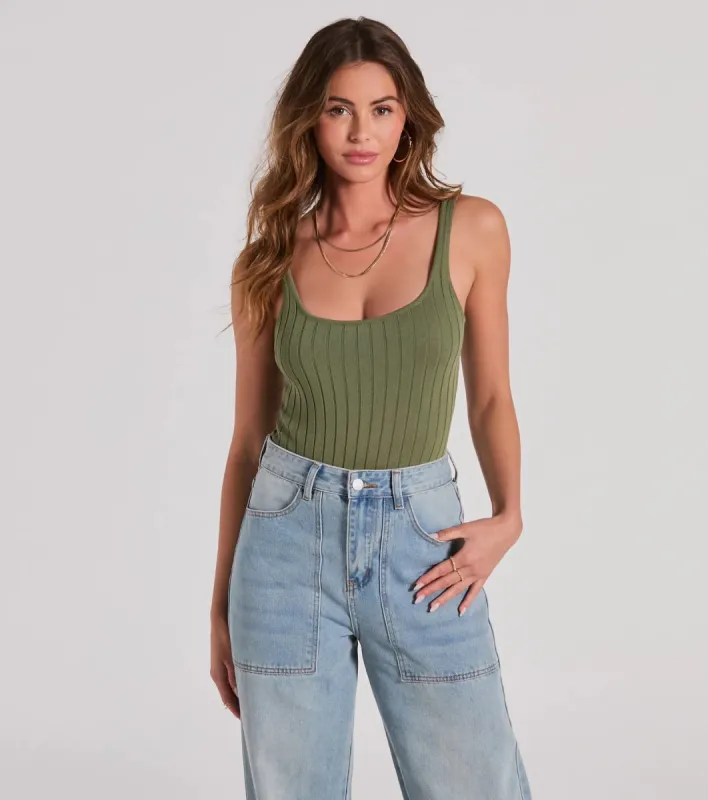 Ideal Classic Sleeveless Rib Knit Bodysuit sold by Windsor