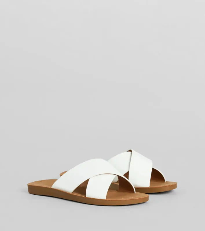 Feeling Good Criss Cross Faux Leather Flat Sandals sold by Windsor
