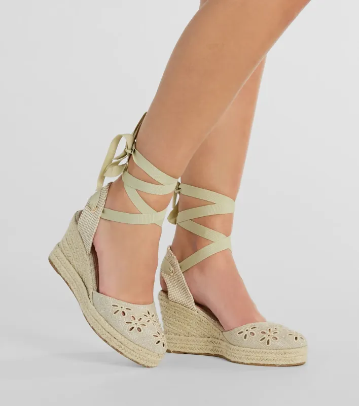 Feeling Cute Flower-Detail Espadrille Wedges sold by Windsor