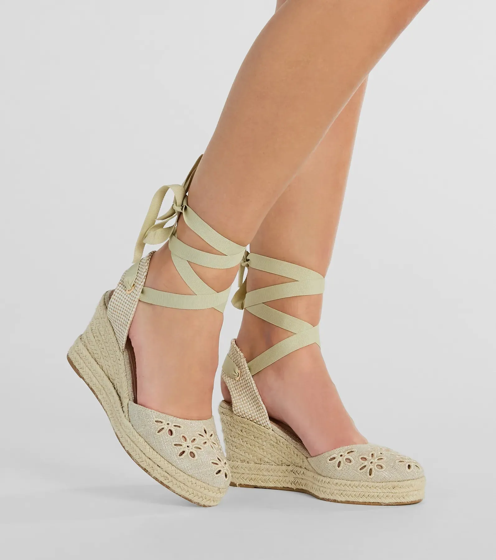 Feeling Cute Flower-Detail Espadrille Wedges sold by Windsor