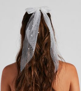 Faux Pearl Tulle Bow Barrette sold by Windsor
