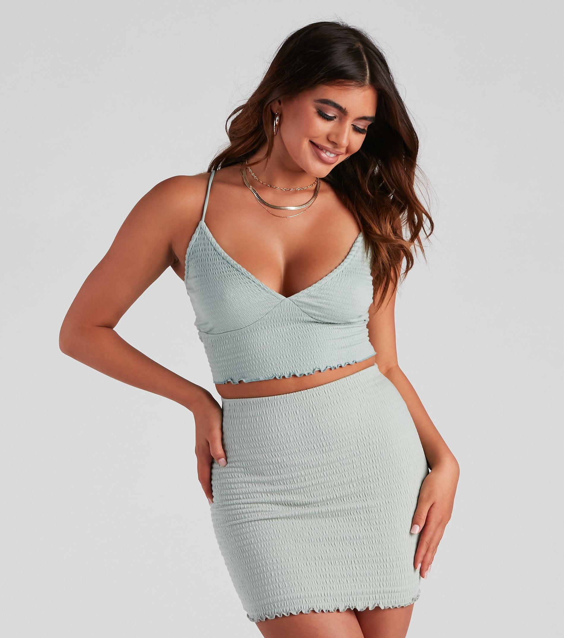 Stylish And Smocked Crop Top sold by Windsor product image thumbnail 4