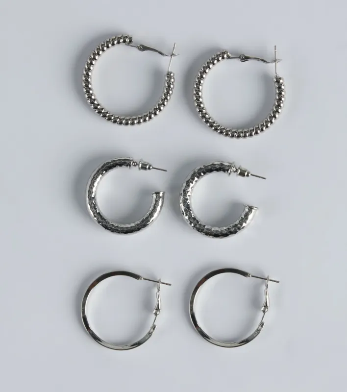 Bold Attitude Three-Pack Hoop Earrings Set sold by Windsor
