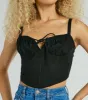Play Your Way Tie Front Linen Corset Top sold by Windsor