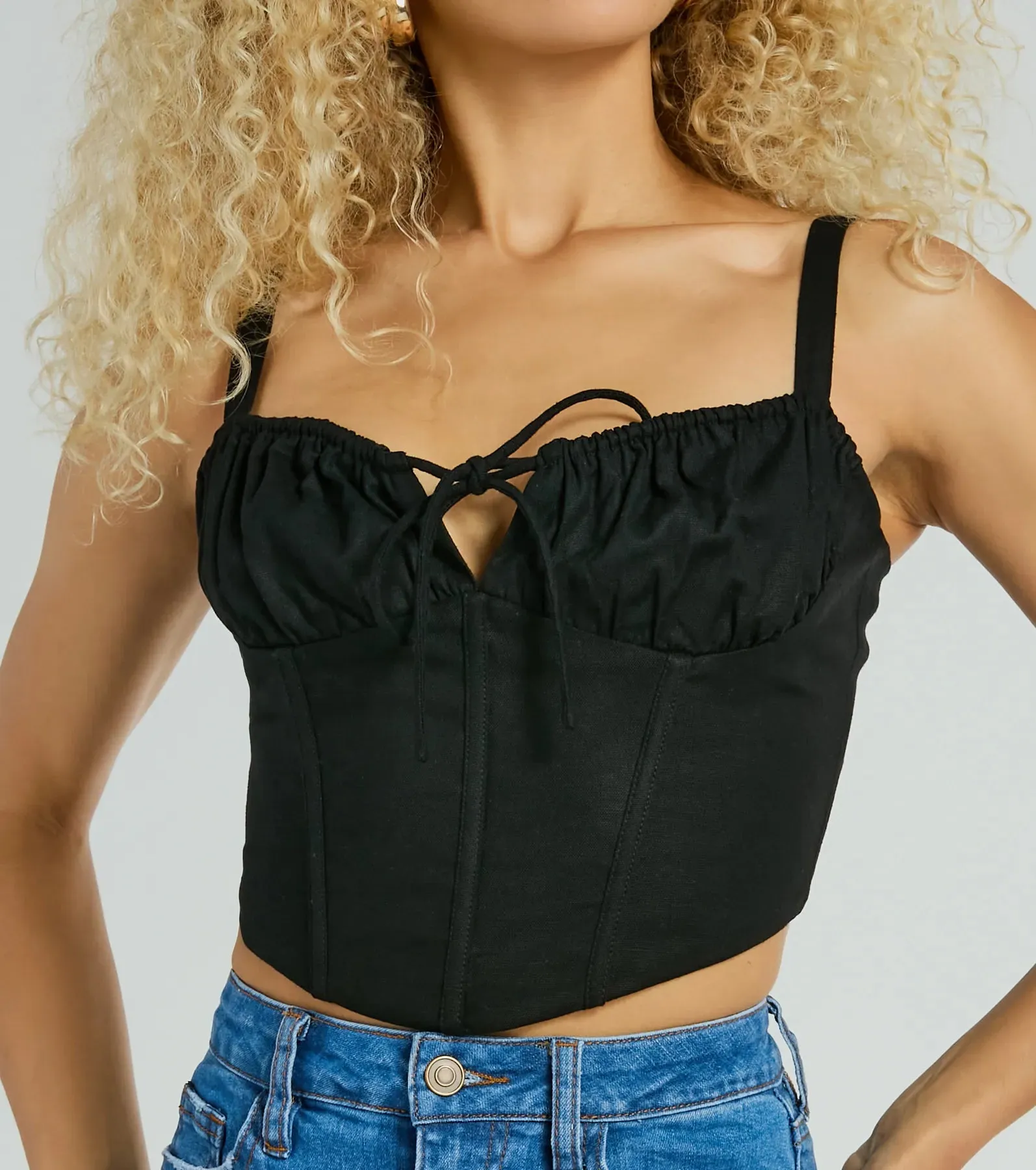 Play Your Way Tie Front Linen Corset Top sold by Windsor product image thumbnail 4