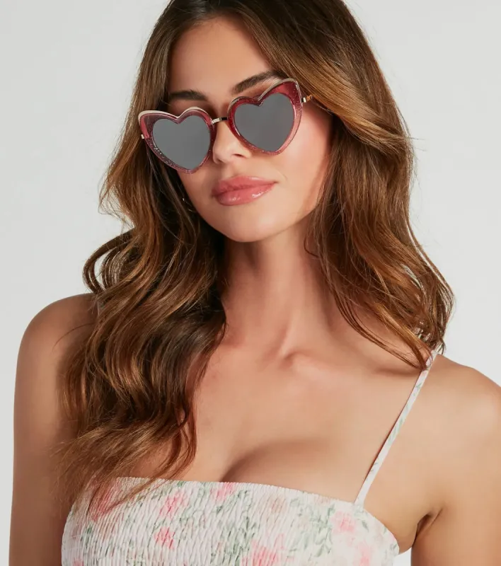 Adorably Fun Glitter Heart Sunglasses sold by Windsor