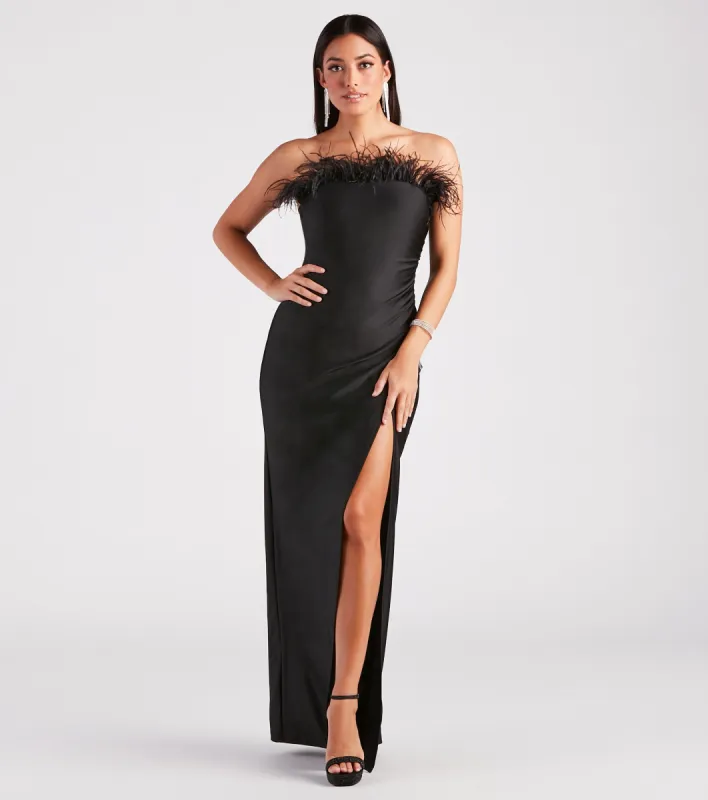 Blake Formal Strapless Feather Mermaid Dress sold by Windsor