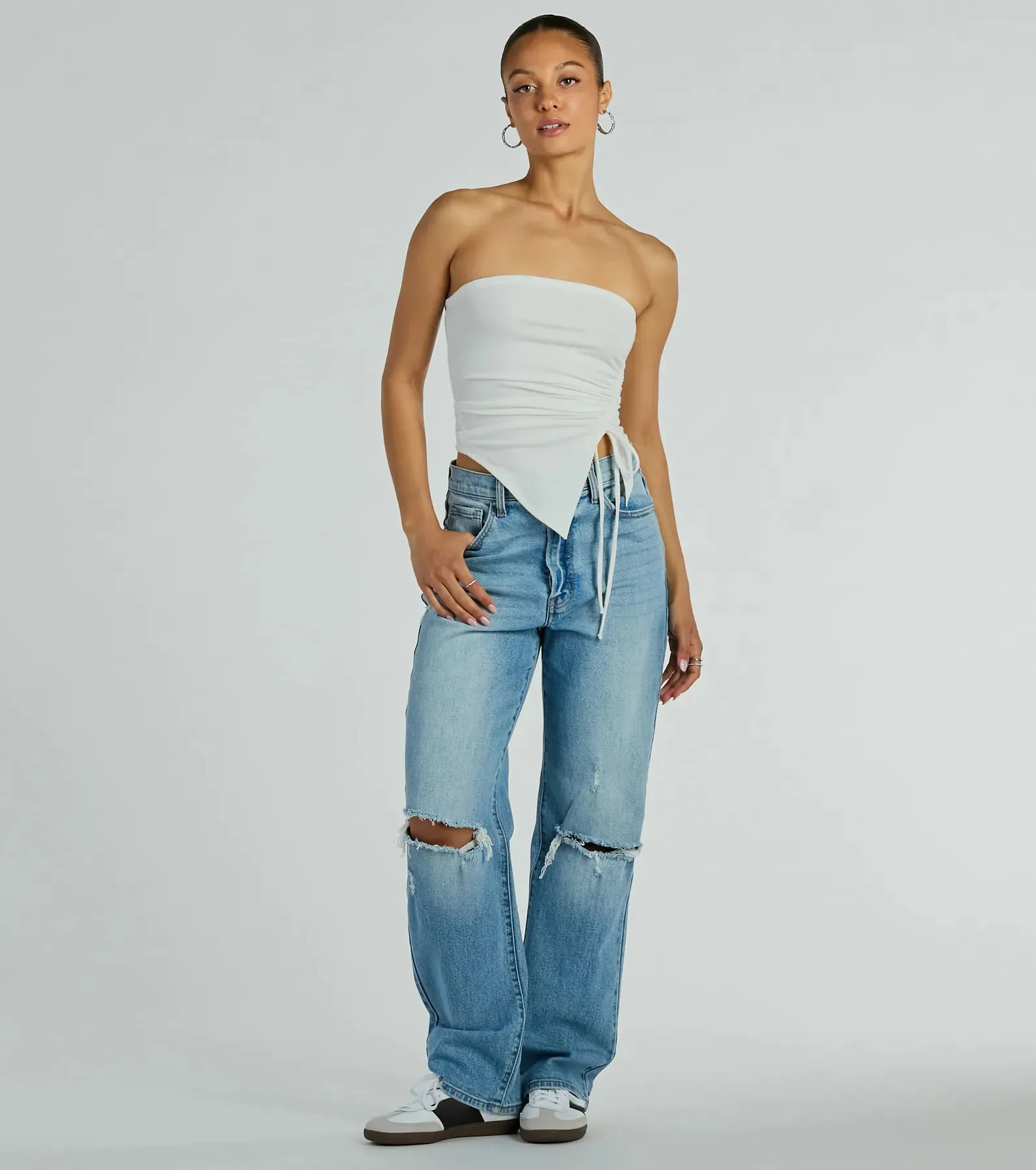 Easy Attention Strapless Slit Crop Top sold by Windsor product image thumbnail 3