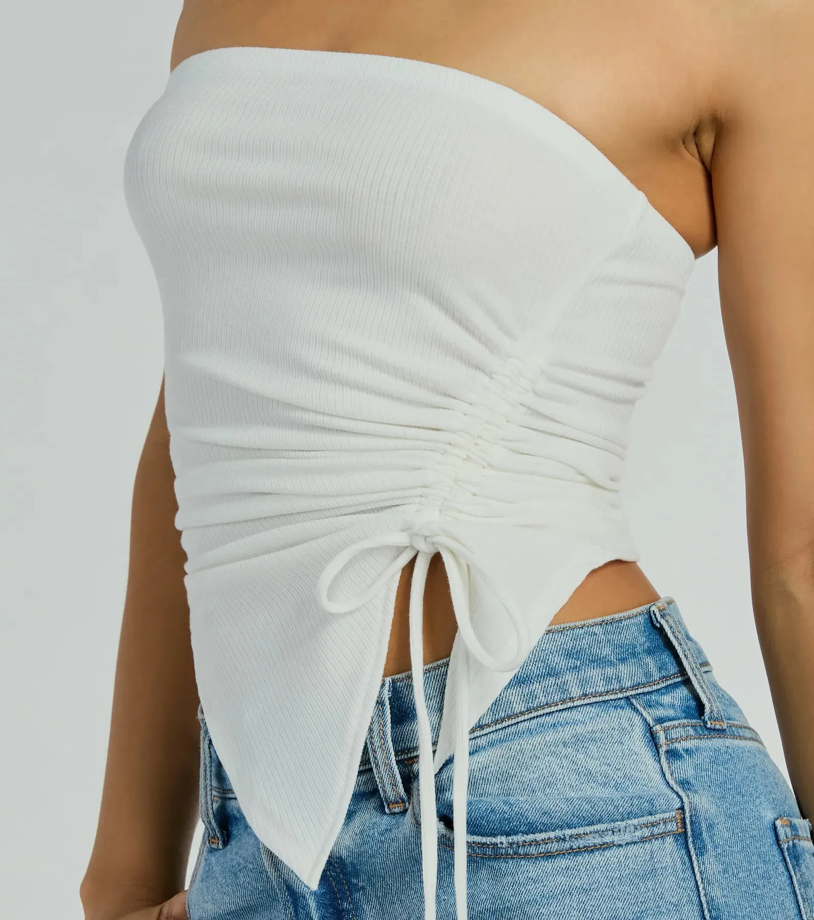 Easy Attention Strapless Slit Crop Top sold by Windsor product image thumbnail 2