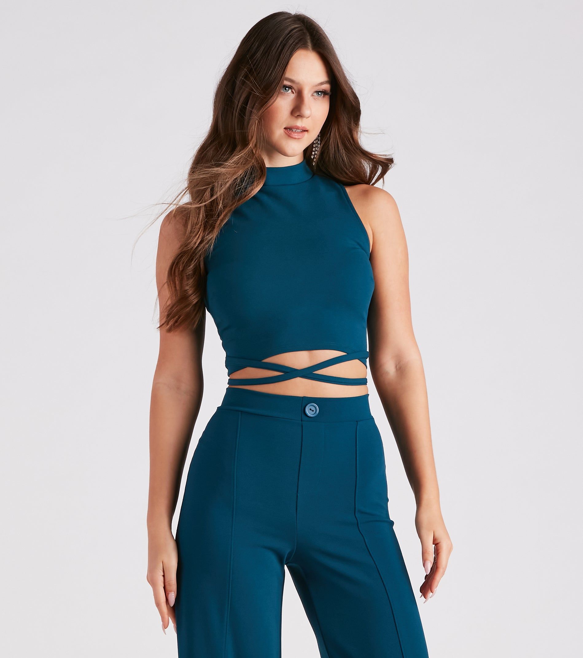Wrap Around You Crepe Crop Top sold by Windsor