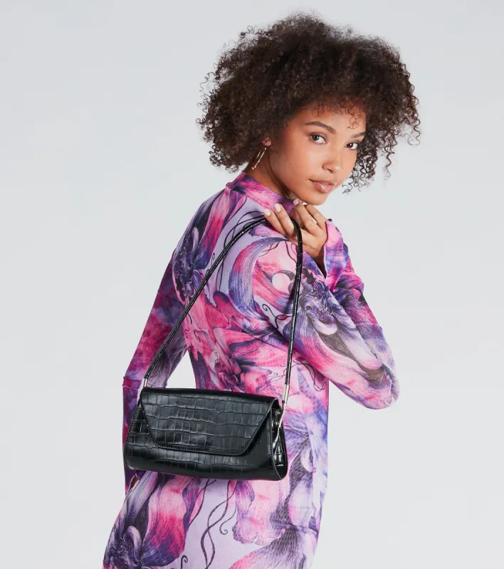 Sleek Design Croc-Embossed Shoulder Bag sold by Windsor