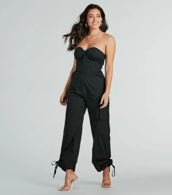 Weekend Fit Strapless Bustier Woven Jumpsuit sold by Windsor