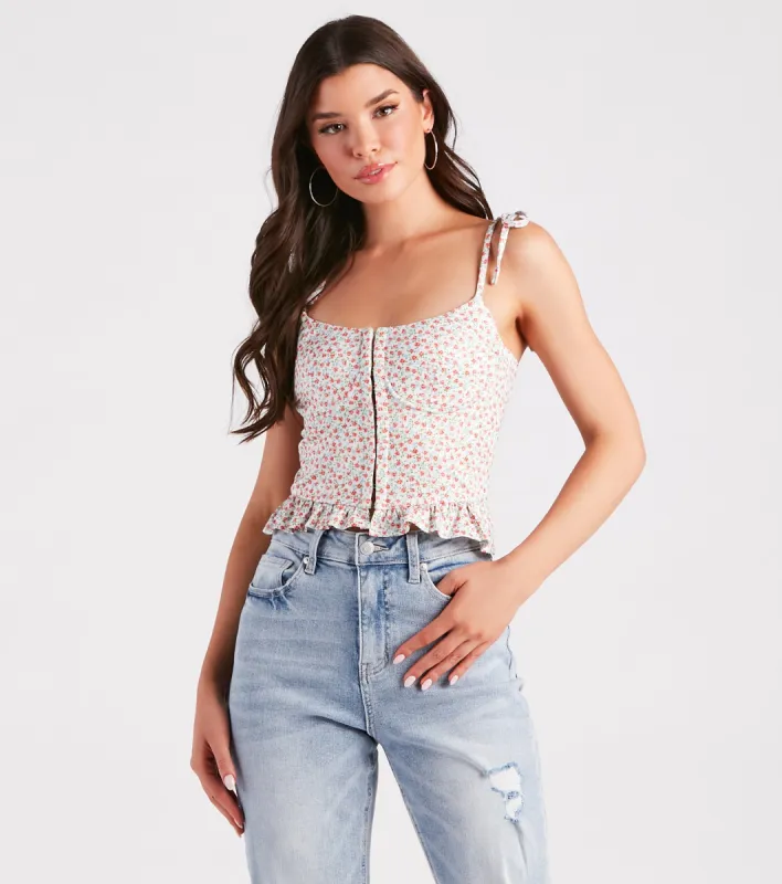 Flirty Summer Style Ditsy Floral Bustier Top sold by Windsor
