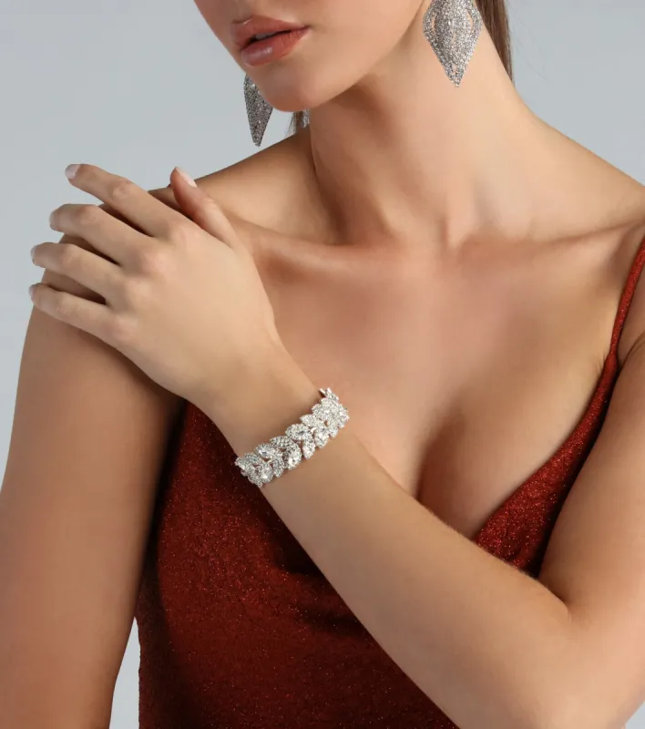 Love The Luxe Rhinestone Leaf Cuff Bracelet sold by Windsor