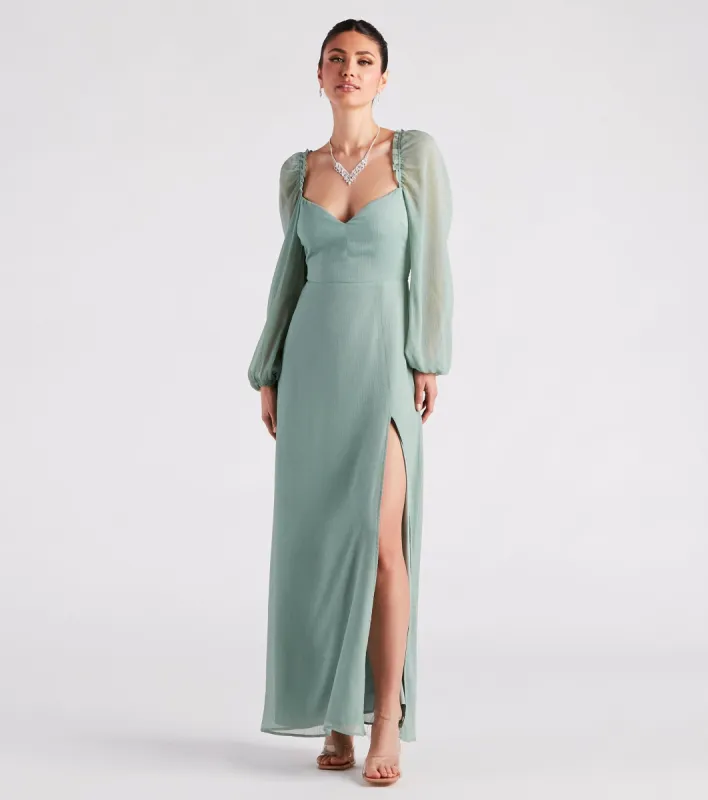 PLACEHOLDER - Sheer Beauty Chiffon Slit Maxi Dress sold by Windsor