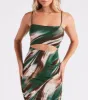 Stand Out Marble Print Cutout Midi Dress sold by Windsor