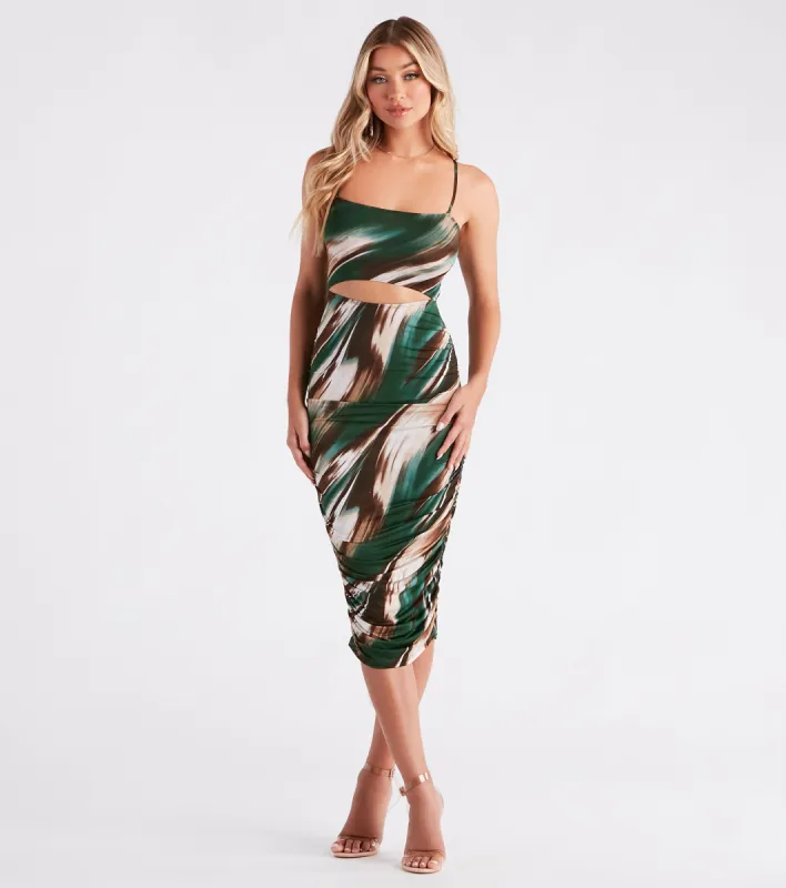 Stand Out Marble Print Cutout Midi Dress sold by Windsor
