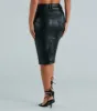 Chic Structure Faux Leather Cargo Midi Skirt sold by Windsor