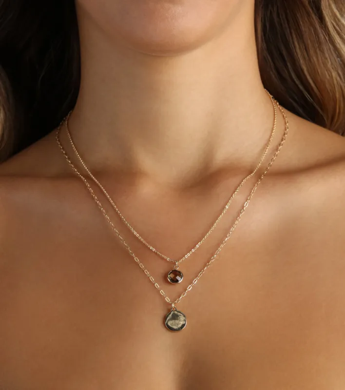 Dainty Glamour Gemstone Charm Layered Necklace sold by Windsor