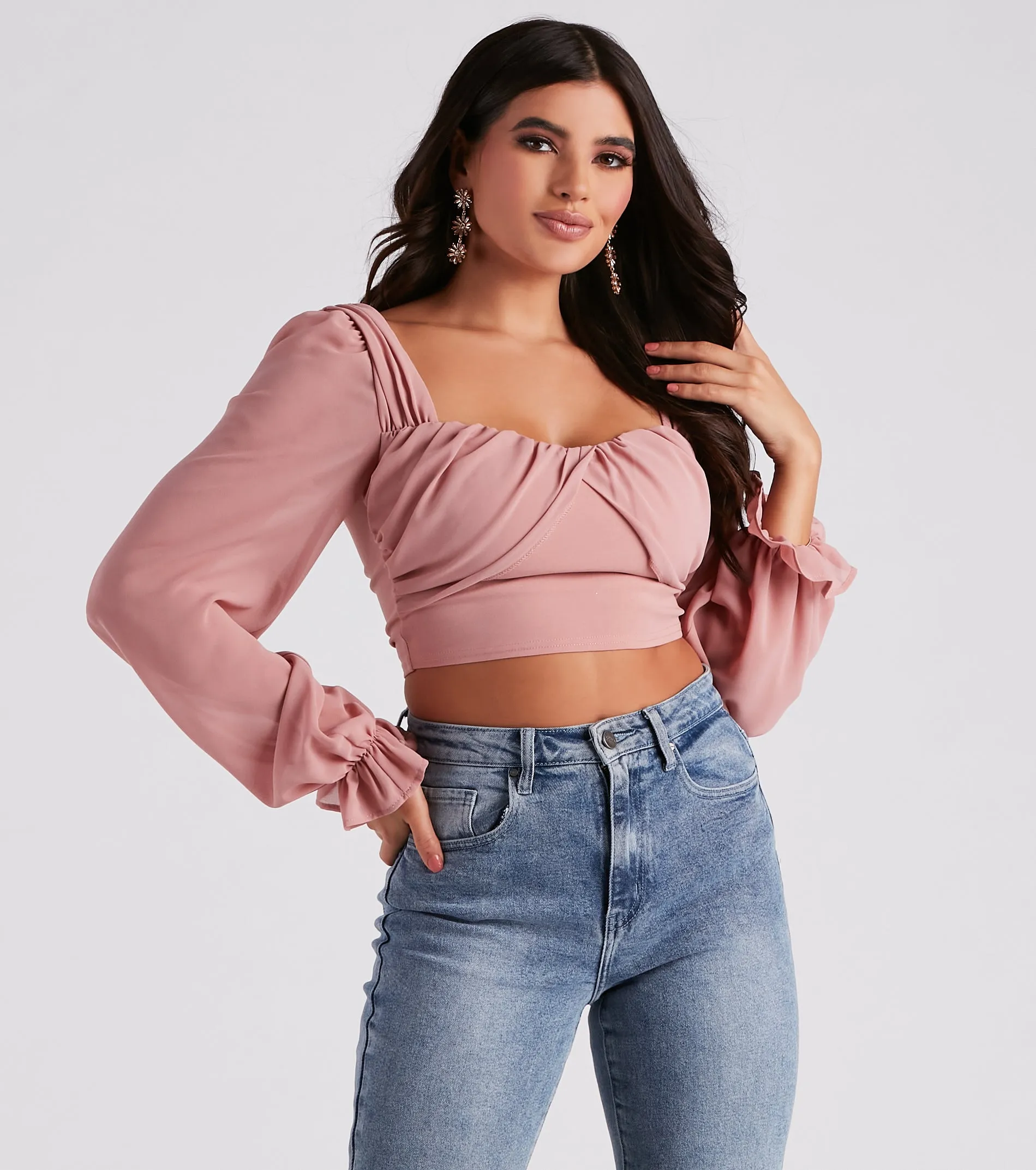 CLEARANCE - Talk About Breezy Chiffon Crop Top sold by Windsor