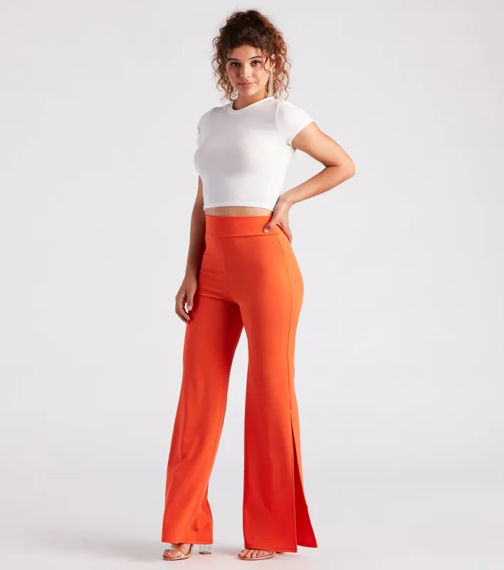 Slit Decision Crepe High-Rise Pants sold by Windsor