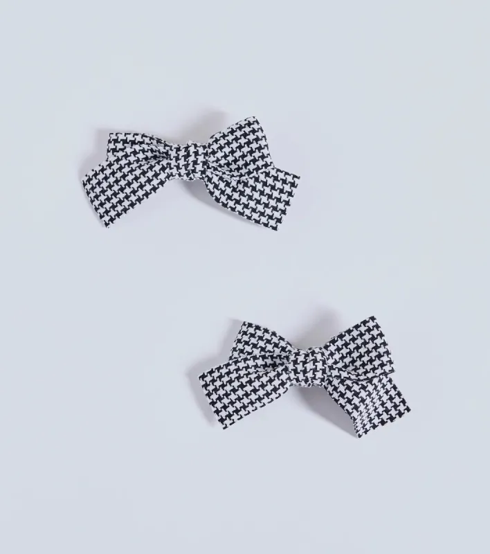 Elevated Attire Houndstooth Hair Bow Clip Set sold by Windsor