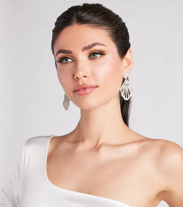 Under The Sea Glam Rhinestone Shell Earrings sold by Windsor
