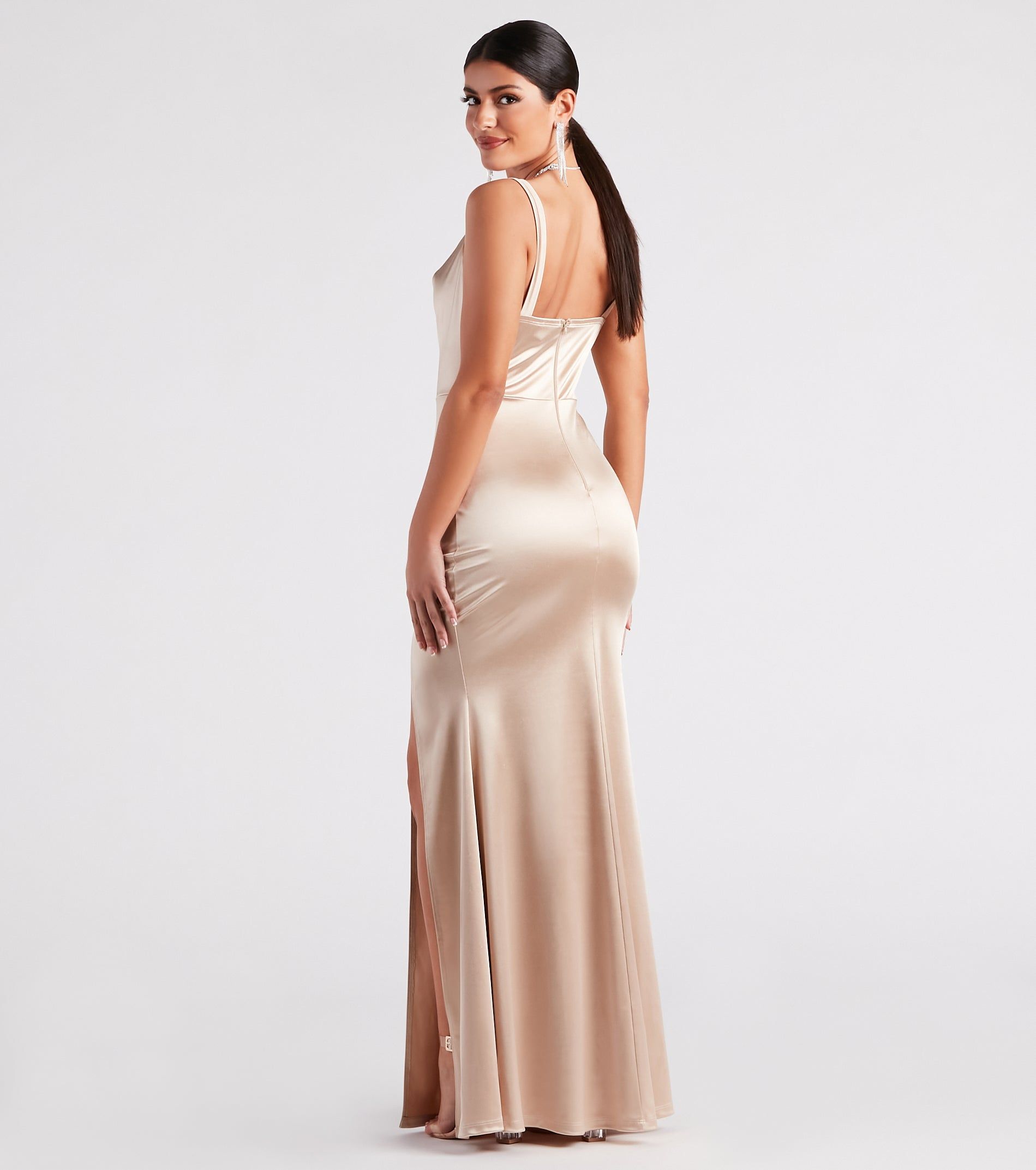 Kaylani Formal Satin Cowl Neck Long Dress sold by Windsor product image thumbnail 2