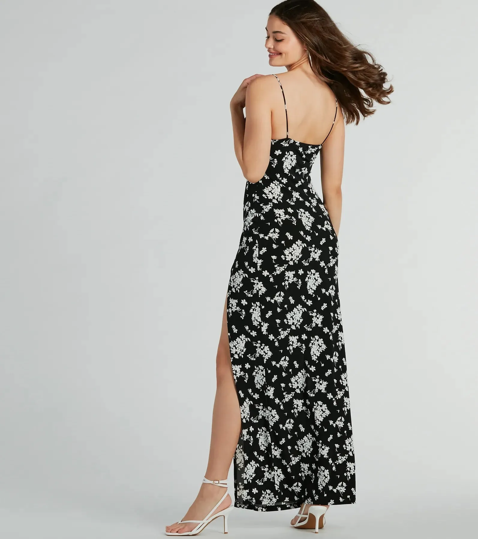 Sweet Mood High Slit Floral Knit Maxi Dress sold by Windsor product image thumbnail 2