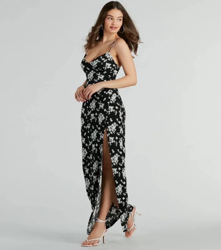 Sweet Mood High Slit Floral Knit Maxi Dress sold by Windsor