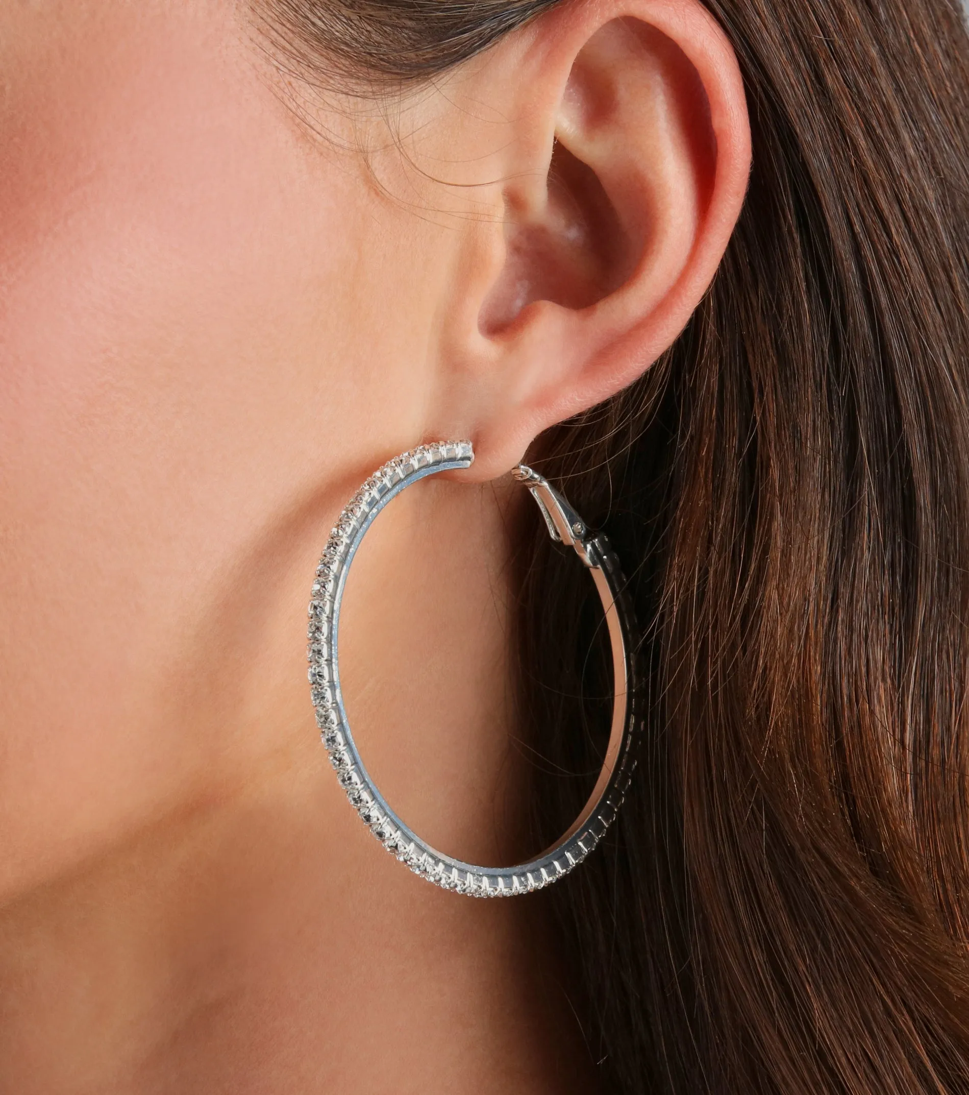 Gorgeous Sparkle Rhinestone Hoop Earrings sold by Windsor