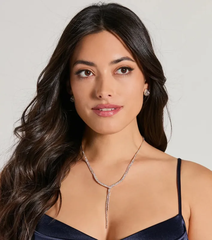Stylish Accent Rhinestone Lariat Necklace sold by Windsor