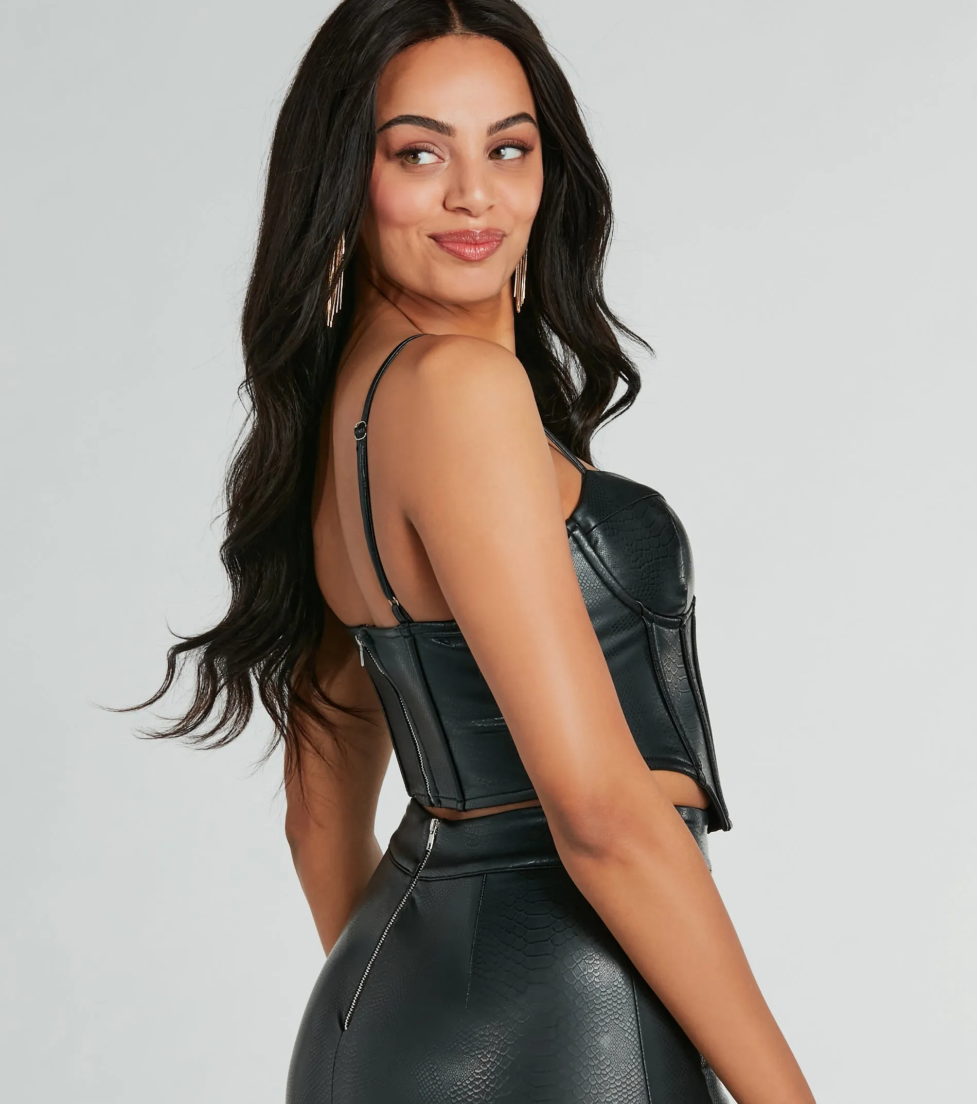 Sultry Snake Print Faux Leather Bustier Top sold by Windsor product image thumbnail 2