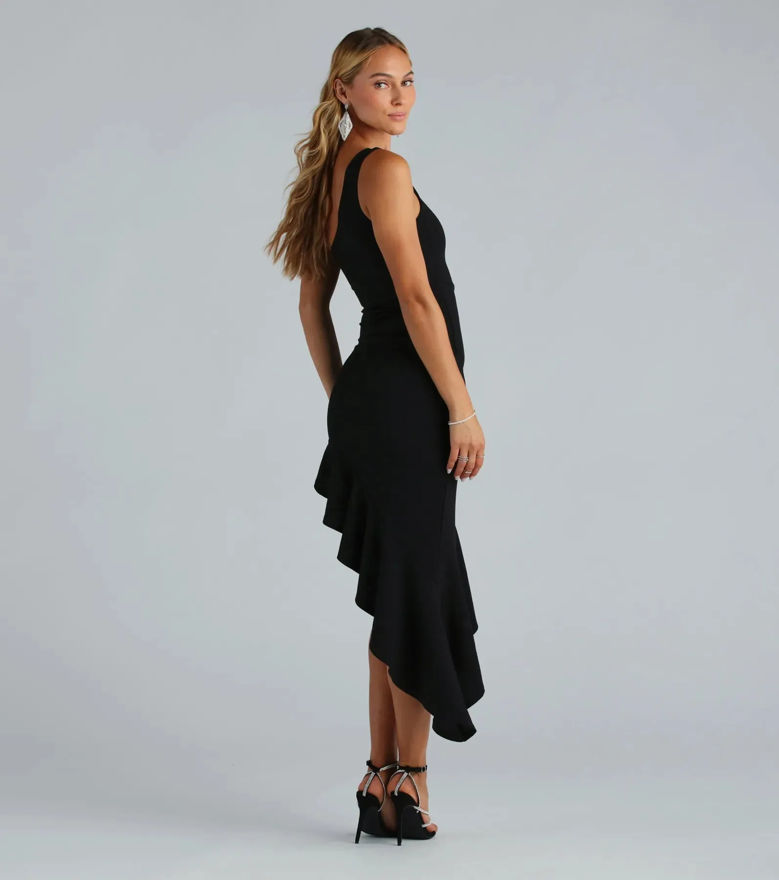 Mingle Sensation Crepe One-Shoulder Midi Dress sold by Windsor product image thumbnail 2