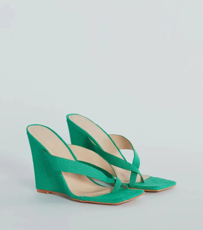 Summer Muse Linen Thong Wedges sold by Windsor