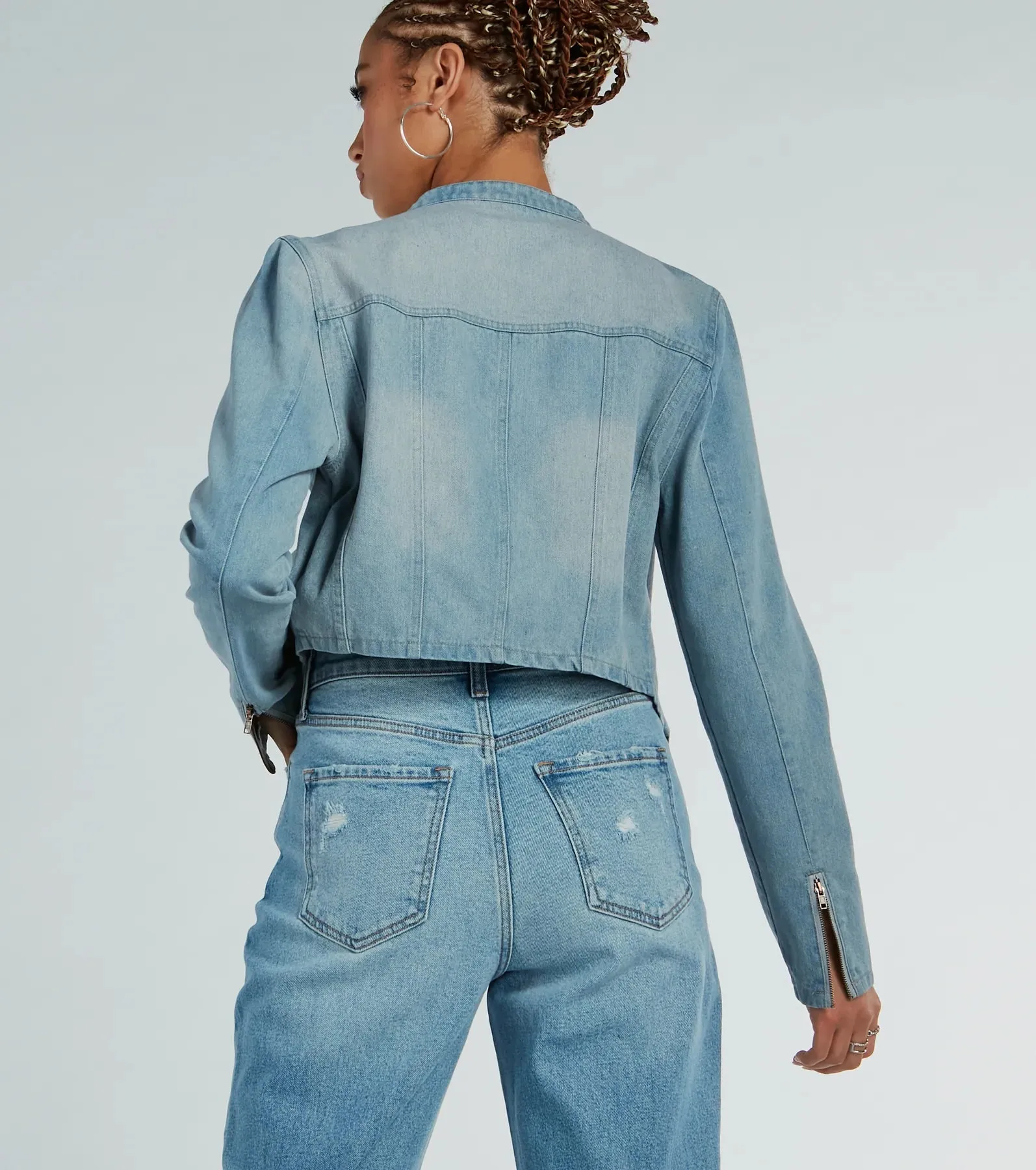 Time To Slay Zip-Up Denim Moto Jacket sold by Windsor product image thumbnail 2