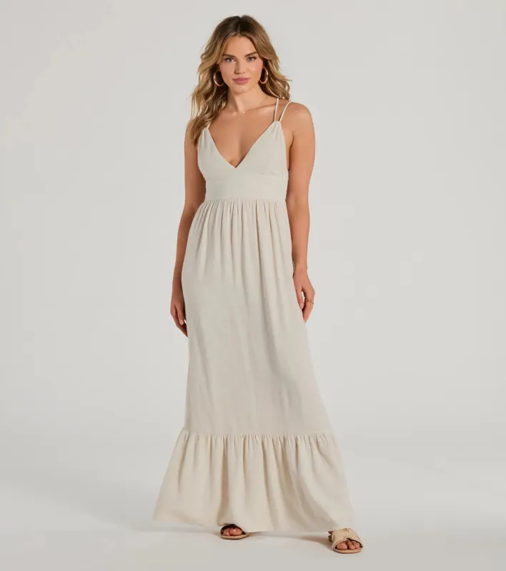 Covetable Charm V-Neck Ruffled Maxi Dress sold by Windsor