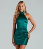 Haute Fire Alert Satin Halter Party Dress sold by Windsor