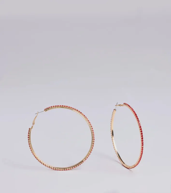 So Extra Rhinestone Hoop Earrings sold by Windsor