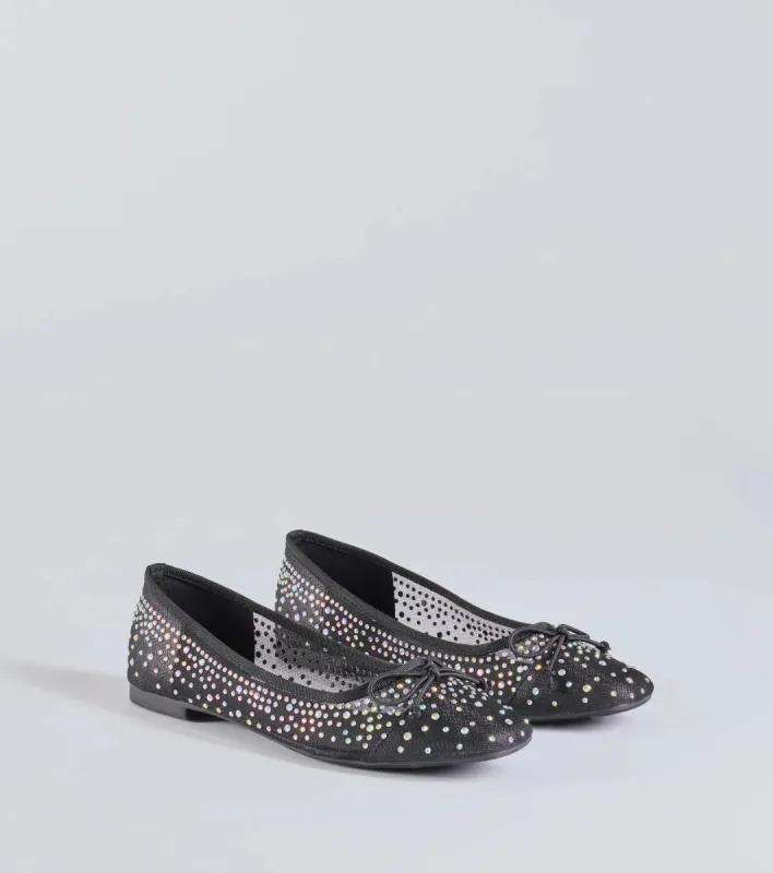 Chic Charm Rhinestone Bow Ballet Flats sold by Windsor