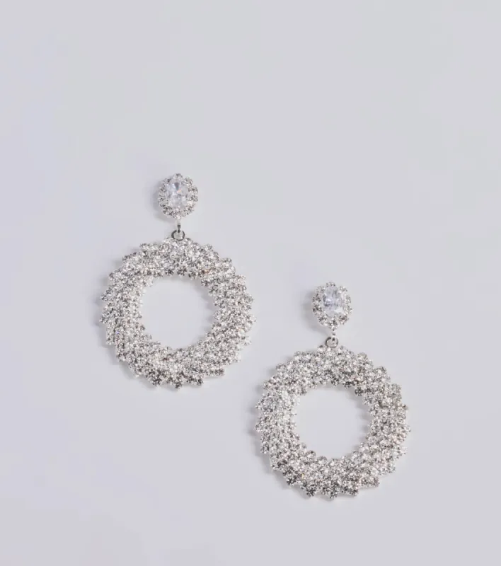 Time to Shine Rhinestone Doorknocker Hoop Earrings sold by Windsor